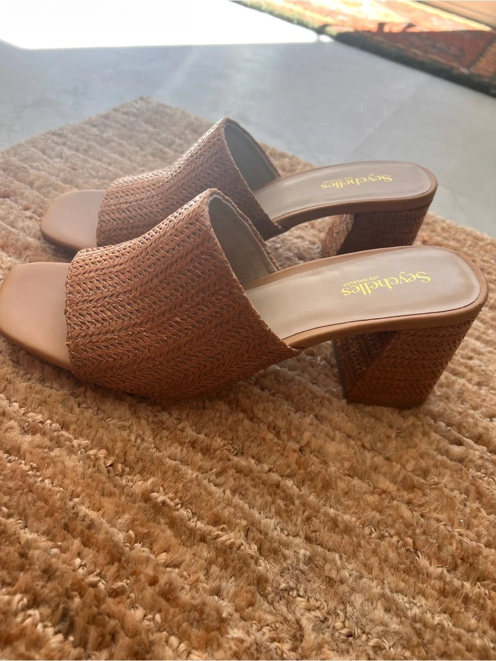 Seychelles Woven Tan Slide Mules